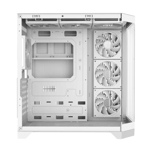 Cod. 348 Case GAMEMAX HYPE-A White / ATX / 1*USB3.0, 2*USB2.0 / vidrios templados panorámico 270° / admite tarjetas NVIDIA Serie 4000 &amp; refri. líquida 360° / Incluye 4*Fans 120mm ARGB + Controlador V5.0 ARGB HUB-PWM + CR.