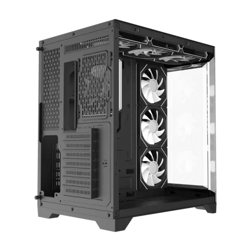 Cod. 311 Case GAMEMAX HYPE-A Black / ATX / 1*USB3.0, 2*USB2.0 / vidrios templados panorámico 270° / admite tarjetas NVIDIA Serie 4000 &amp; refri. líquida 360° / Incluye 4*Fans 120mm ARGB + Controlador V5.0 ARGB HUB-PWM + CR.