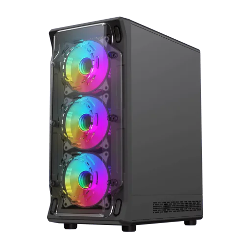 Cod. 354 Case GAMEMAX Starlight 2 AB / ATX / USB-C, USB3.0, USB2.0 / lat. vidrio templado y Fron. Diseño de panel acrílico transparente / Bloqueo interruptor de niños / admite refri. líquida 360° &amp; VGA 330mm / Incluye 6*Fans ARGB 120mm