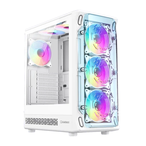 Cod. 355 Case GAMEMAX Starlight 2 AW / ATX / USB-C, USB3.0, USB2.0 / lat. vidrio templado y Fron. Diseño de panel acrílico transparente / Bloqueo interruptor de niños / admite refri. líquida 360° &amp; VGA 330mm / Incluye 6*Fans ARGB 120mm
