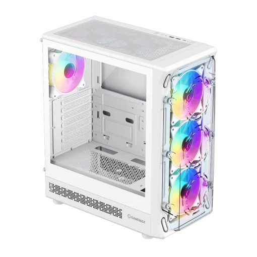 Cod. 355 Case GAMEMAX Starlight 2 AW / ATX / USB-C, USB3.0, USB2.0 / lat. vidrio templado y Fron. Diseño de panel acrílico transparente / Bloqueo interruptor de niños / admite refri. líquida 360° &amp; VGA 330mm / Incluye 6*Fans ARGB 120mm