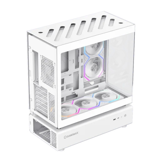 Cod. 319 Case GAMEMAX N80 WH / vidrio Curvo templado panor&aacute;mico / Dise&ntilde;o modular desmontable: / 1*USB3.0 + 1*Tipo-C Gen2 /&nbsp;audio HD / Montaje vertical de tarjeta GPU / Refrigeraci&oacute;n integral: cobertura de 270: 6*ventiladores 12mm. ARGB + HUB Fan PWM ARGB