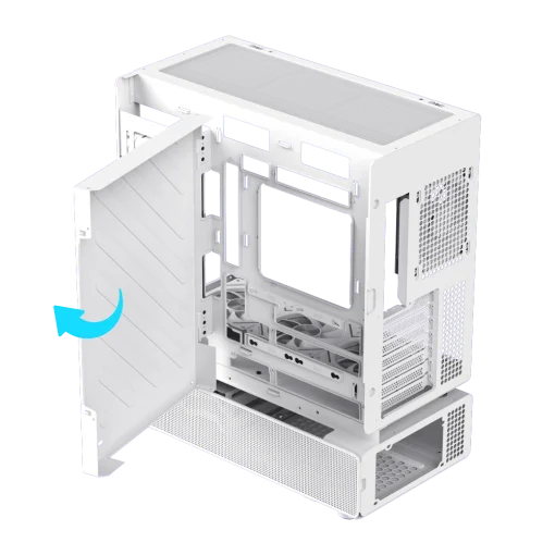 Cod. 319 Case GAMEMAX N80 WH / vidrio Curvo templado panor&aacute;mico / Dise&ntilde;o modular desmontable: / 1*USB3.0 + 1*Tipo-C Gen2 /&nbsp;audio HD / Montaje vertical de tarjeta GPU / Refrigeraci&oacute;n integral: cobertura de 270: 6*ventiladores 12mm. ARGB + HUB Fan PWM ARGB