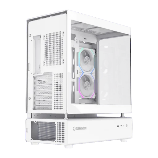 Cod. 319 Case GAMEMAX N80 WH / vidrio Curvo templado panor&aacute;mico / Dise&ntilde;o modular desmontable: / 1*USB3.0 + 1*Tipo-C Gen2 /&nbsp;audio HD / Montaje vertical de tarjeta GPU / Refrigeraci&oacute;n integral: cobertura de 270: 6*ventiladores 12mm. ARGB + HUB Fan PWM ARGB
