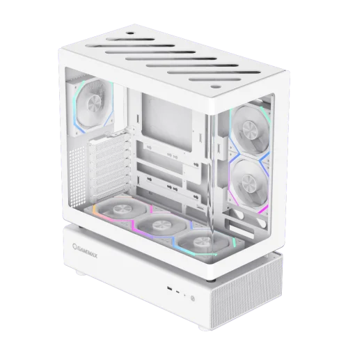 Cod. 319 Case GAMEMAX N80 WH / vidrio Curvo templado panor&aacute;mico / Dise&ntilde;o modular desmontable: / 1*USB3.0 + 1*Tipo-C Gen2 /&nbsp;audio HD / Montaje vertical de tarjeta GPU / Refrigeraci&oacute;n integral: cobertura de 270: 6*ventiladores 12mm. ARGB + HUB Fan PWM ARGB