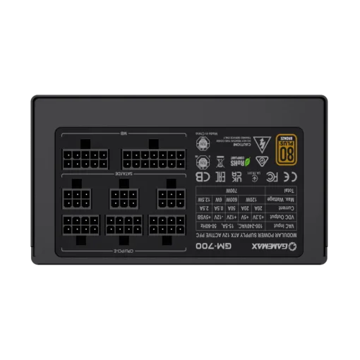 Cod. G:130 Fuente de Poder GAMEMAX GM-700 Modular / 700Watts / Certificación 80 Plus Bronze / 14CM Ventilador /100-240V/ATX P/PC