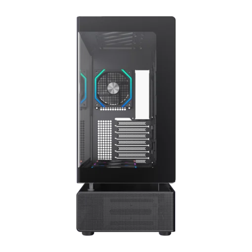 Cod. 318 Case GAMEMAX N80 BK / vidrio Curvo templado panorámico / Diseño modular desmontable: / 1*USB3.0 + 1*Tipo-C Gen2 / audio HD / Montaje vertical de tarjeta GPU / Refrigeración integral: cobertura de 270: 6*ventiladores 12mm. ARGB + HUB Fan PWM ARGB