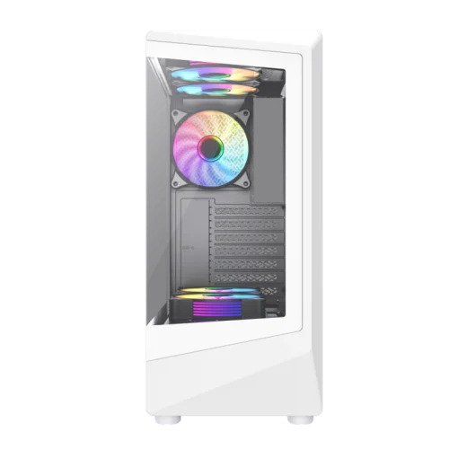 Cod. 350 Case GAMEMAX Vista COC AW WH/ ATX / USB-C, USB3.0, USB2.0 / panorámica de 262° vidrio templado / Arquitectura de refrigeración y overclocking COC 1*Turbo Fan P/MB / Incluye 5*Fans 120mm ARGB