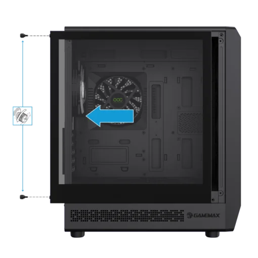 Cod. 351 Case GAMEMAX FORGE COC / M-ATX / USB-C, USB3.0, USB2.0 / lat. vidrio templado y fron. diseño parrila ABS / Bloqueo interruptor de niños / audio HD / COC 1*Turbo Fan P/MB / Incluye 4*Fans ARGB 120mm