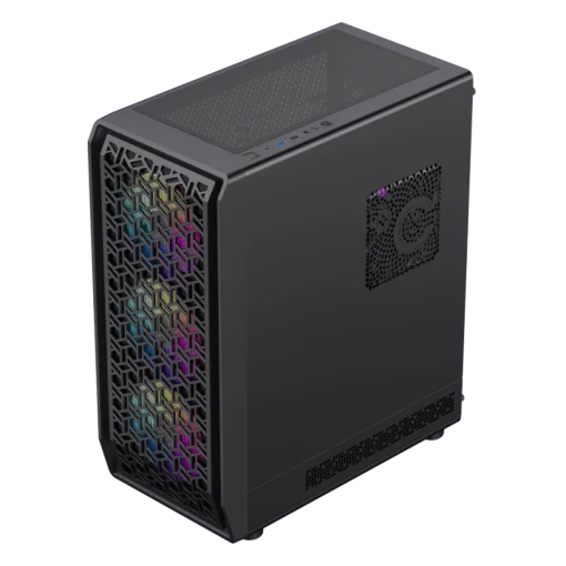 Cod. 351 Case GAMEMAX FORGE COC / M-ATX / USB-C, USB3.0, USB2.0 / lat. vidrio templado y fron. diseño parrila ABS / Bloqueo interruptor de niños / audio HD / COC 1*Turbo Fan P/MB / Incluye 4*Fans ARGB 120mm