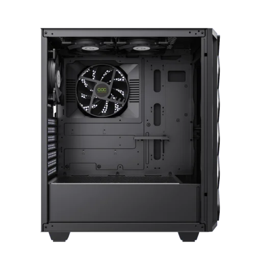 Cod. G:400 Case GAMEMAX Diamond CP BLACK / ATX / Panel frontal Efecto corte en diamante y tira LED ARGB / Diseño puerta deslizante / tapa lateral vidrio templado / USB3.0 + USB 2.0 / admite VGA 340mm / Incluye 4*Fans (1*Fan Turbo 14CM COC P/MB + 3*Fans 12