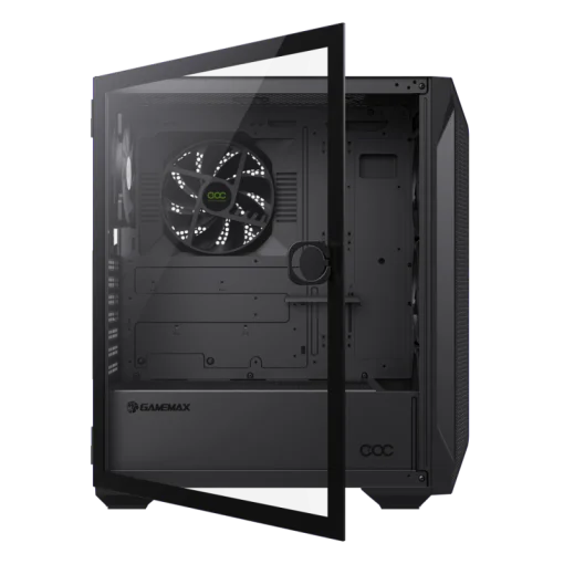 Cod. 399 Case GAMEMAX Brufen COC / E-ATX / Panel frontal Mesh corte en diamante / vidrio templado con bisagra lateral / 2*USB3.0, USB-C, USB2.0 / Incluye 5*Fans (1*Fan Turbo 14CM COC P/MB + 4 Fans 12CM ARGB + Controlador V5.0 PWM+ARGB hub + Control remoto