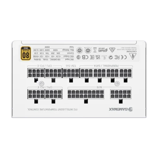 Cod. 157 Fuente de Poder GAMEMAX GX850 PRO WH (ATX3.1 PCIe5.1) Modular / 850Watts / Certificada 80 Plus Gold / Compatible ATX3.1 y PCIe5.1 (conexi&oacute;n 12V-2x6 P/tarjetas GPU RTX40) /135MM Ventilador /100-240V / ATX