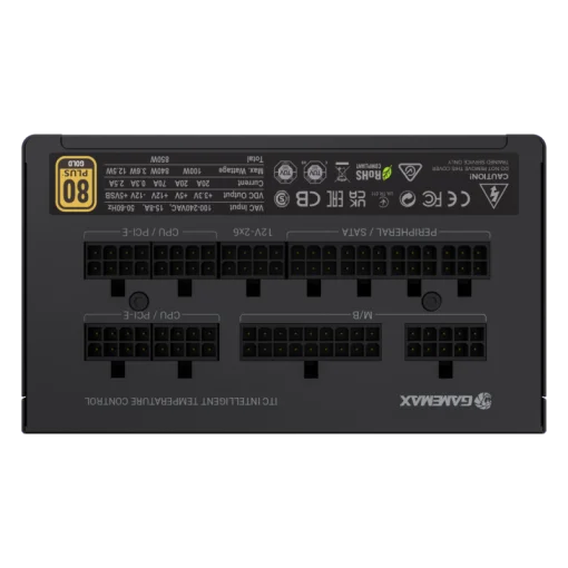 Cod. 155  Fuente de Poder GAMEMAX GX850 PRO BK (ATX3.1 PCIe5.1) Modular / 850Watts / Certificada 80 Plus Gold / Compatible ATX3.1 y PCIe5.1 (conexi&oacute;n 12V-2x6 P/tarjetas GPU RTX40) /135MM Ventilador /100-240V / ATX