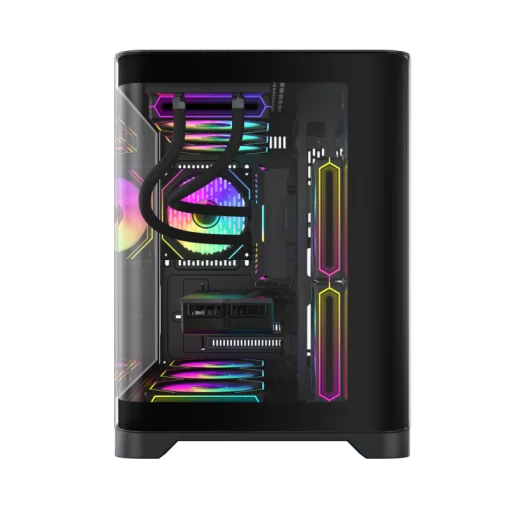 Cod. 346 Case GAMEMAX HYPE-M BK / M-ATX&nbsp;/ 1*USB3.0, 2*USB2.0 / vidrio templado curvo panor&aacute;mico /&nbsp;admite tarjetas NVIDIA Serie 4000 &amp; refri. l&iacute;quida 360&deg; / Incluye 3*Fans 120mm&nbsp;ARGB + Controlador PWM ARGB HUB