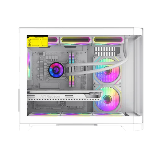 Cod. 347 Case GAMEMAX HYPE-M WH / M-ATX&nbsp;/ 1*USB3.0, 2*USB2.0 / vidrio templado curvo panor&aacute;mico /&nbsp;admite tarjetas NVIDIA Serie 4000 &amp; refri. l&iacute;quida 360&deg; / Incluye 3*Fans 120mm&nbsp;ARGB + Controlador PWM ARGB HUB