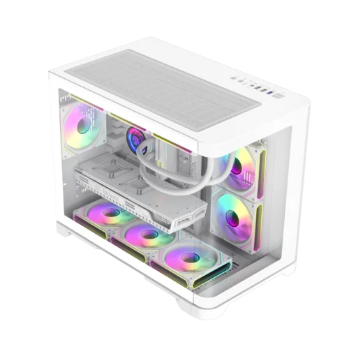 Cod. 347 Case GAMEMAX HYPE-M WH / M-ATX&nbsp;/ 1*USB3.0, 2*USB2.0 / vidrio templado curvo panor&aacute;mico /&nbsp;admite tarjetas NVIDIA Serie 4000 &amp; refri. l&iacute;quida 360&deg; / Incluye 3*Fans 120mm&nbsp;ARGB + Controlador PWM ARGB HUB