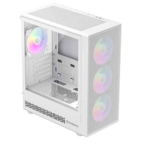 Cod. G:395 Case GAMEMAX Storm 2 MW / M-ATX / USB-C, USB3.0 / lat. vidrio templado, Diseño Frontal panel Mesh ABS / Bloqueo interruptor de niños / admite VGA 330mm / Incluye 4*Fans ARGB 120mm