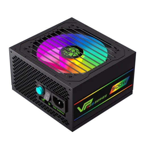 Cod. 140 Fuente de Poder GAMEMAX VP-600-M-RGB BK&nbsp;/ Semi-Modular / Certificado 80 Plus Bronze / 600Watts / 12CM Ventilador RGB / ATX P/PC