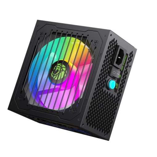 Cod. 140 Fuente de Poder GAMEMAX VP-600-M-RGB BK&nbsp;/ Semi-Modular / Certificado 80 Plus Bronze / 600Watts / 12CM Ventilador RGB / ATX P/PC