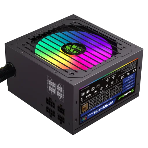 Cod. 141 Fuente de Poder GAMEMAX VP-700-M-RGB BK&nbsp;/ Semi-Modular / Certificado 80 Plus Bronze / 700Watts / 12CM Ventilador RGB / ATX P/PC