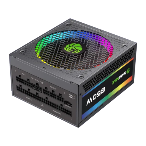 Cod. 166  Fuente de Poder GAMEMAX RGB-SMART 850 PRO (ATX3.1 PCIe5.1) BK / Full Modular / 850WATTS / Certificada 80+ Gold / Compatible ATX3.1 y PCIe5.1 (EPS 12V 2.92 P/ultima tarjetas RTX 40/50) / 14CM ARGB FAN (25 Modos de iluminaci&oacute;n) Aura SYNC ASUS, GIG