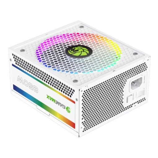 Cod. 159 Fuente de Poder GAMEMAX RGB-850 PRO WH / Modular / 850WATTS / Certificada 80 + Gold / 14CM ARGB FAN /sincronizaci&oacute;n con placas base RGB compatibles de ASUS, GIGABYTE, MSI y ASRock