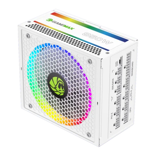 Cod. 159 Fuente de Poder GAMEMAX RGB-850 PRO WH / Modular / 850WATTS / Certificada 80 + Gold / 14CM ARGB FAN /sincronizaci&oacute;n con placas base RGB compatibles de ASUS, GIGABYTE, MSI y ASRock