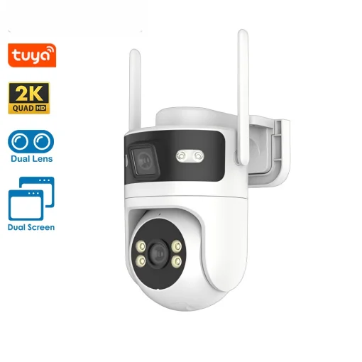 Cod. N:219 C&aacute;mara Smart ENV Pro 4 P/Exterior 350&deg; / Doble Lente 8MP (4MP+4MPM) / Vision Nocturna / Detecci&oacute;n de movimiento / Audio bidireccional / Soporta microSD (hasta 128GB) / Compatible: Asist. Google y Alexa / IP66