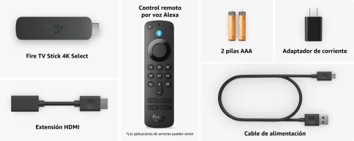 Cod. 1130 Fire TV Stick 4k SELECT (modelo m&aacute;s reciente) con Alexa | (Control TV/barra de sonido) / Wi-Fi 5 | Contenido 4K Ultra HD HDR10+ | 8GB Alm. | b&uacute;squeda con inteligencia artificial
