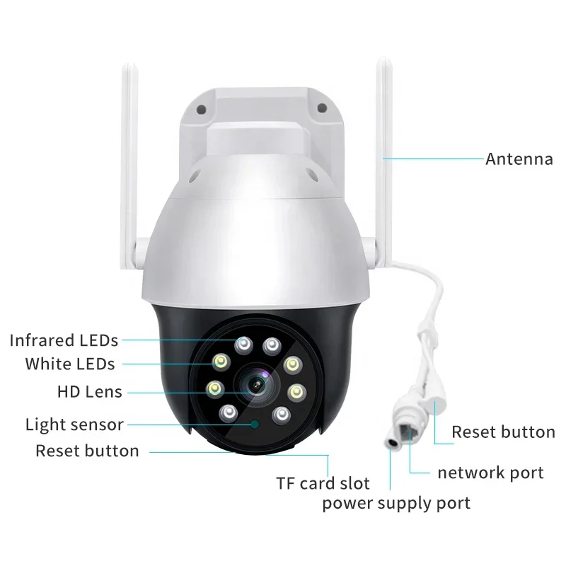 Camaras de Seguridad Exterior, PTZ Camara Vigilancia WiFi Exterior Auto  Seguimiento, Visión Nocturna Color, Compatible con Alexa, Audio  Bidireccional, Alarma, Detector de Movimiento : : Electrónica